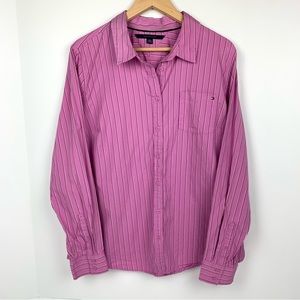 Tommy Hilfiger Purple Stripe Button Down Shirt Size XXL